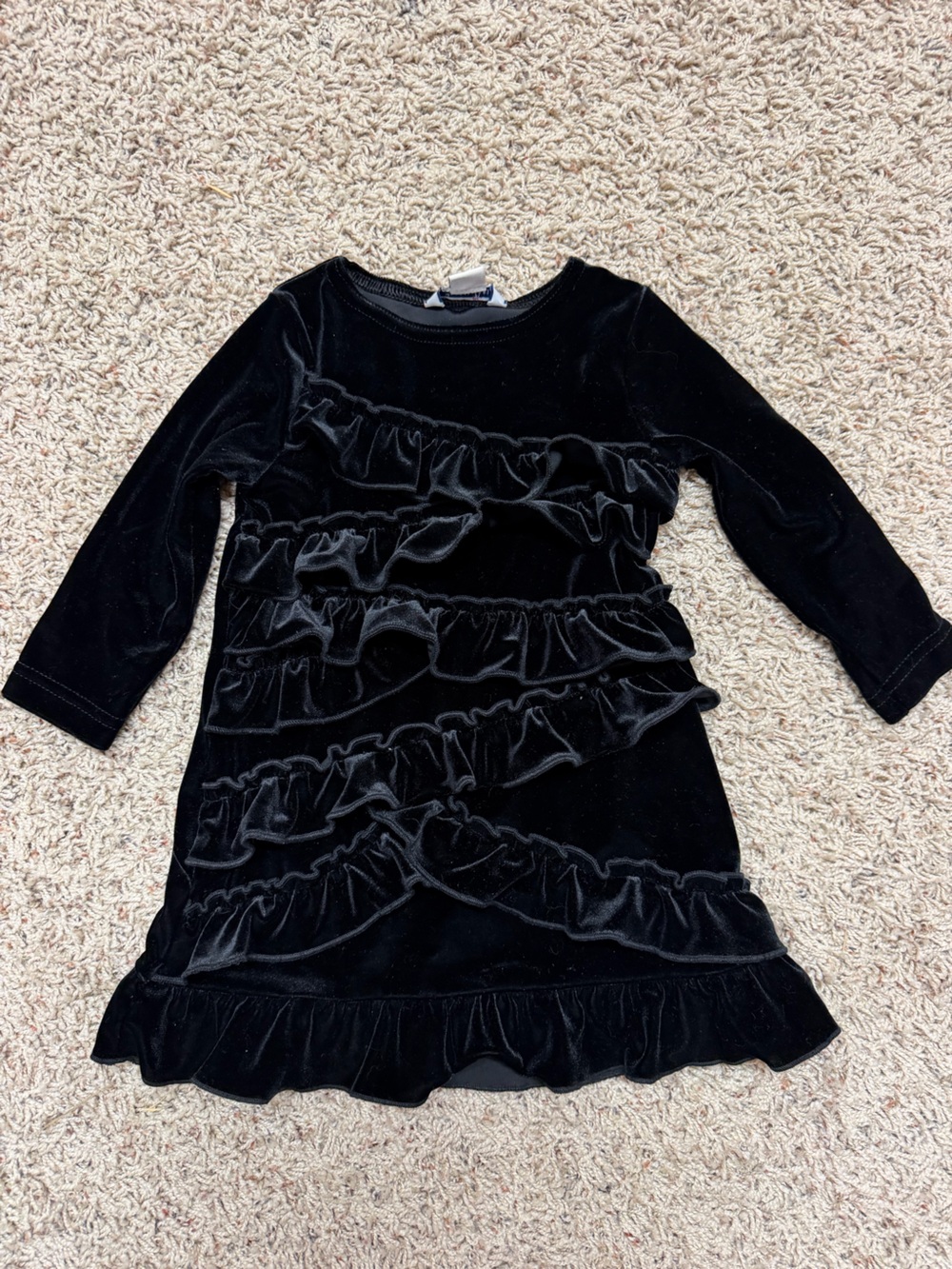 Heartstrings black velvet ruffled dress 18 Months